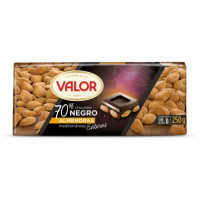 Chocolate negro 70% con almendras enteras Valor sin gluten 250 g.