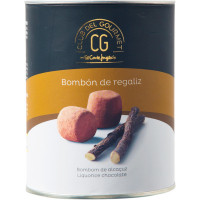 CLUB DEL GOURMET bombón de regaliz con chocolate negro 70% cacao bote 80 g