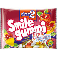 NIMM2 SMILE GUMMI caramelos de goma con zumo de frutas y vitaminas sabor fruta y yogur bolsa 100 g