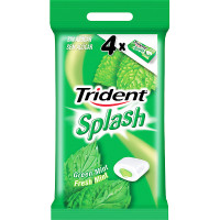 TRIDENT SPLASH chicles de menta verde sin azúcar con relleno líquido pack 4 envases 13,2 g