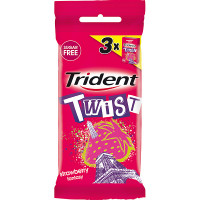 TRIDENT TWIST chicles sin azúcar sabor fresa Fantasy pack 3 envase 20 g