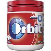 ORBIT chicles de fresa sin azúcar 60 unidades bote 84 g