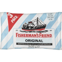 FISHERMAN`S FRIEND Original sin azúcar caramelos duros mentol y eucalipto extra fuerte pack 3 bolsa 60 g