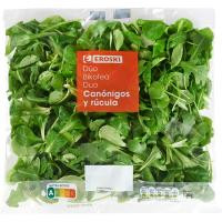 Dúo de canónigos y rúcula EROSKI, bolsa 100 g Dúo de canónigos y rúcula EROSKI, bolsa 100 g