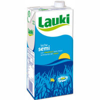 Leche semidesnatada LAUKI, brik 1 litro Leche semidesnatada LAUKI, brik 1 litro