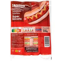 Salchichas super bocata EROSKI, sobre 330 g Salchichas super bocata EROSKI, sobre 330 g