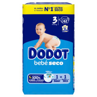 Pañal DODOT bebé seco Talla 3 62 u Pañal DODOT bebé seco Talla 3 62 u