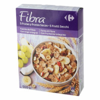 Cereales de frutas y frutos secos Fibra CARREFOUR 500 g.