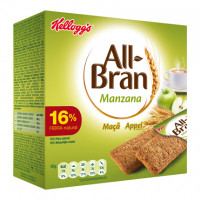 Manzana: Barrita de trigo y fibra de avena enriquecida con salvado de trigo y con manzana deshidratada All Bran - Kellogg´s pack de 6x40 g.