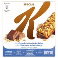 Barritas de cereales integrales con chocolate con leche belga Special K Kellogg's pack de 6 unidades de 20 g.