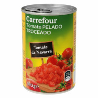 Tomate de Navarra pelado troceado Carrefour 390 g.