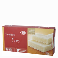 Turrón de coco Sensation CARREFOUR sin gluten 250 g.