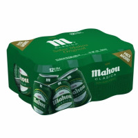 Cerveza Mahou Clásica pack de 12 latas de 33 cl.