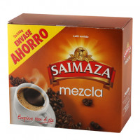 Café molido mezcla 50% natural, 50% torrefacto SAIMAZA pack de 2x250 g.