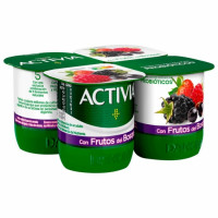 Bífidus con frutos del bosque Danone ACTIVIA pack de 4 unidades de 120 g.