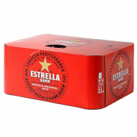 Cerveza rubia Estrella Damm mediterránea pack de 12 latas de 33 cl.