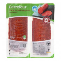 Chorizo pamplona en lonchas Carrefour pack de 2 unidades de 112,5 g.