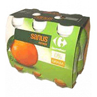 Yogur líquido Sanus naranja 0% CARREFOUR pack de 6x100 g.