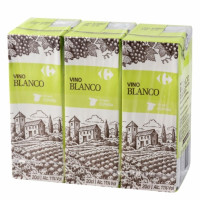 Vino blanco Carrefour pack 3 brik 20 cl.