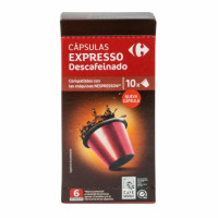 Café descafeinado en cápsulas CARREFOUR compatible con Nespresso 10 unidades de 5,2 g.