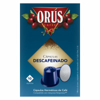 Café descafeinado en cápsulas Orús compatible con Nespresso 10 unidades de 5,5 g.