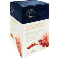 CLUB DEL GOURMET infusión de hibisco con frutas y pétalos de rosa 10 bolsitas individuales estuche 20 g