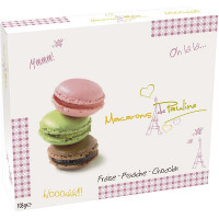 MACARONS DE PAULINE galletas rellenas de fresa, pistacho y chocolate estuche 108 g