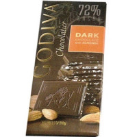 GODIVA tableta de chocolate negro con almendras 72% cacao tableta 100 g