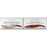 PATRON filetes de anchoa en aceite de oliva pesca del Cantábrico lata 58 g neto escurrido + filetes de boquerón fresco en aceite de oliva