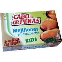 CABO DE PEÑAS mejillones en escabeche de las rías gallegas 8-12 piezas lata 69 g neto escurrido