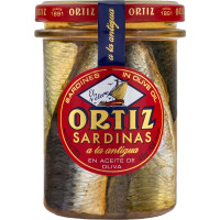 ORTIZ sardinas a la antigua en aceite de oliva tarro 140 g neto escurrido