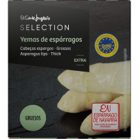 EL CORTE INGLES SELECTION yemas de espárragos blancos gruesas IGP de Navarra lata 135 g neto escurrido