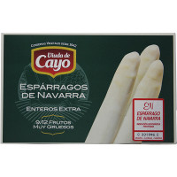 VIUDA DE CAYO espárragos blancos enteros extra D.O. Navarra muy gruesos 9-12 piezas lata 425 g neto escurrido