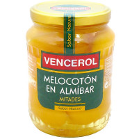 VENCEROL melocotón en almíbar en mitades frasco 400 g neto escurrido