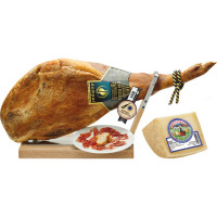 DOMPAL jamón serrano Gran Reserva ETG + 15 meses de curación pieza 7 kg con regalo de una cuña de queso curado Camposagrado 700 g