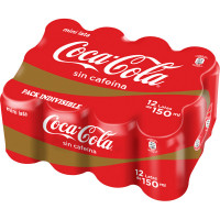 COCA-COLA clásica SIN CAFEÍNA mini pack 12 latas 15 cl