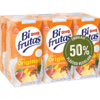 PASCUAL BI FRUTAS bebida de zumo de frutas Tropical con leche desnatada a partir de concentrado pack 6 briks 200 ml