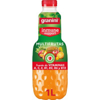 GRANINI Bebida de zumo de multifrutas a partir de concentrado con vitaminas sin azúcar añadido botella 1 l
