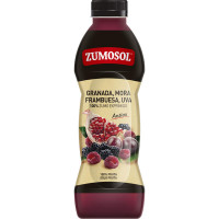 ZUMOSOL zumo de granada, mora, frambuesa y uva 100% exprimido botella 750 ml