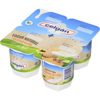 CELGAN yogur natural azucarado con azúcar de caña pack 4 unidades 120 g