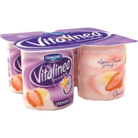 DANONE VITALINEA yogur desnatado 0% plus cremoso sabor fresa y plátano pack 4 envase 125 g