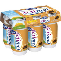 DANONE ACTIMEL yogur líquido con pulpa de papaya pack 6 unds. 100 g