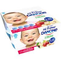 DANONE MI PRIMER DANONE yogur 3 frutas 6- 24 meses con leche de continuación sin gluten pack 4 unidades 125 g
