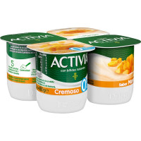 DANONE ACTIVIA bífidus cremoso sabor mango desnatado 0% m.g. pack 4 unidades 120 g