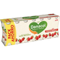 DANONE DANACOL sabor fresa 0% azúcares añadidos sin gluten pack 14 unidades 100 g