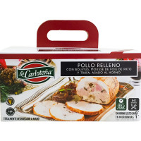 LA CARLOTEÑA pollo relleno con boletus, mousse de pato y trufa envase 1,3 kg con salsa de asados 6 raciones