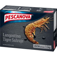 PESCANOVA langostino tigre salvaje selección 20-30 piezas estuche 1000 g neto escurrido