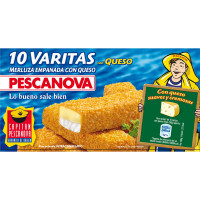 PESCANOVA varitas de merluza rebozadas con queso 10 unidades estuche 300 g