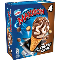 NESTLE MAXIBON Triple Choc cono con helado de triple chocolate 4 unidades estuche 440 ml