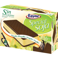 ROYNE Soja sándwich helado de vainilla 100% vegetal sin lactosa 6 unidades estuche 600 ml